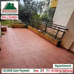 120,000$ Cash Payment!! Apartment for sale in Ballouneh!!
