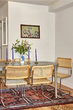 chairs rattan with chrome metal italy knoll original