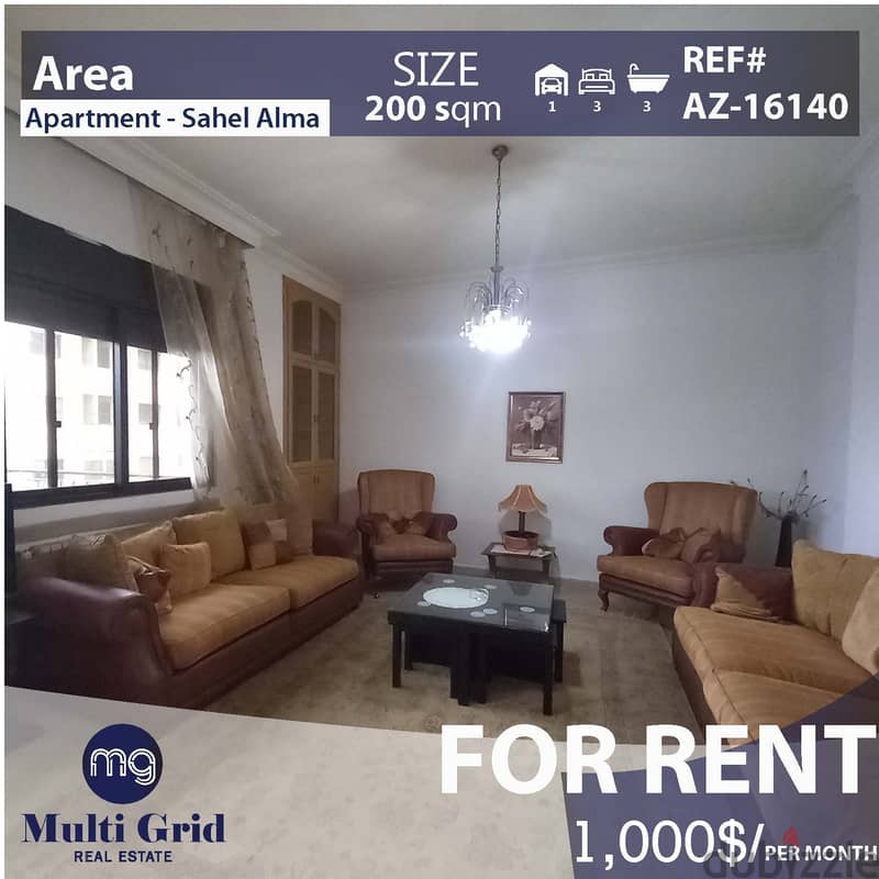 Apartment for Rent in Sahel Alma,AZ-16140,شقة للإيجار في ساحل علما 0