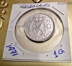 1971 Netherlands 1 Gulden Juliana KM# 12