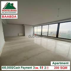 400,000$ !! Apartment for sale located in Baabda