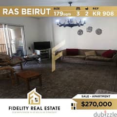 Apartment for sale in Ras Beirut KR908 0