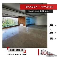 Apartment for sale in Baabda,Fiyadieh 220 sqm شقة في بعبداref#AEA16046