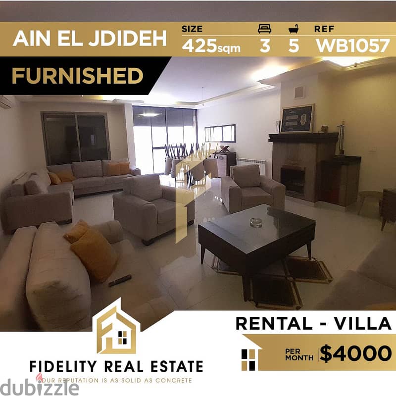 Villa for rent in Ain El Jdideh furnished WB1057 0
