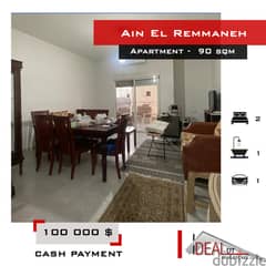 Apartment for sale in Ain El Remmaneh 90 sqm 100 000$ ref#jpt22129