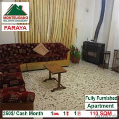 250$/Cash Month!! Apartment for rent in Faraya!!