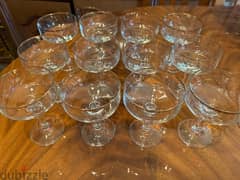 set  12 crystal champagne glasses/ set 12 crys cordial glass/ set 4 f