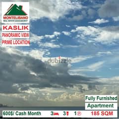 600$/Cash Month!! Apartment for rent in Kaslik!!