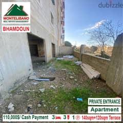 110000$!! Apartment for sale located in Bhamdoun
