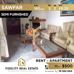 Semi furnished apartment for rent in Sawfar FS23