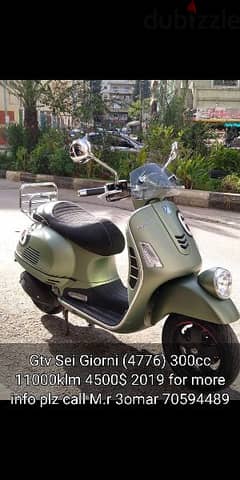 Vespa gtv sei giorni 11000klm on odo model 2019