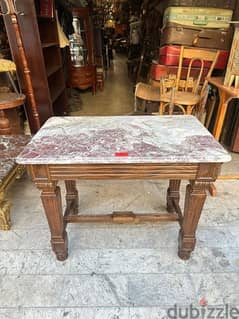 French table salonطاولة صالون وجه رخام كرارا سنديان مسيف