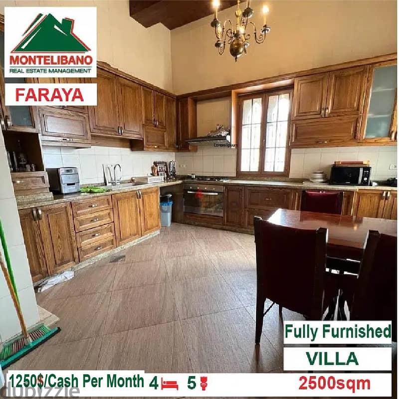 1250!! Villa for rent located in Faraya Apartments & Villas For Rent