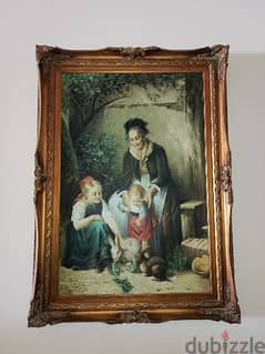 antique painting with frame