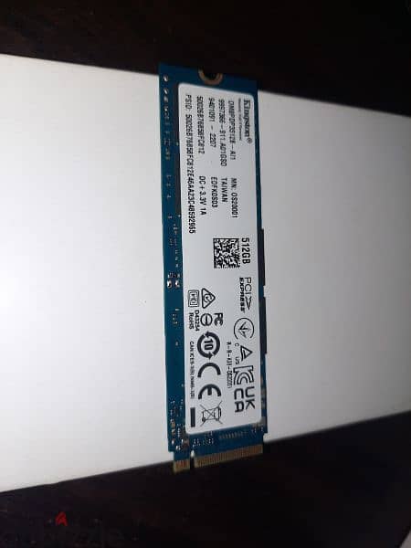 Kingston SSD NVME 512 GB pcle 3×4  health 99% 1