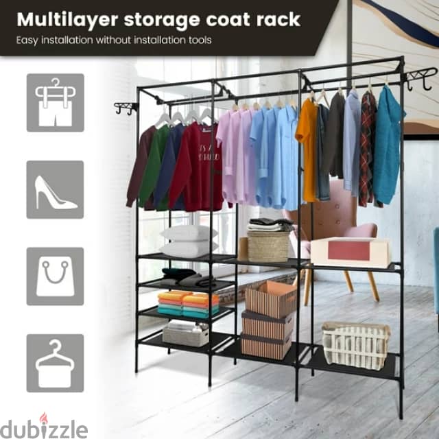 3-Section Clothes Rack With Shoes Stand and Coat Hanger 1