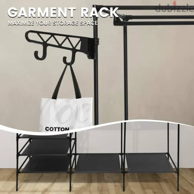 3-Section Clothes Rack With Shoes Stand and Coat Hanger 8