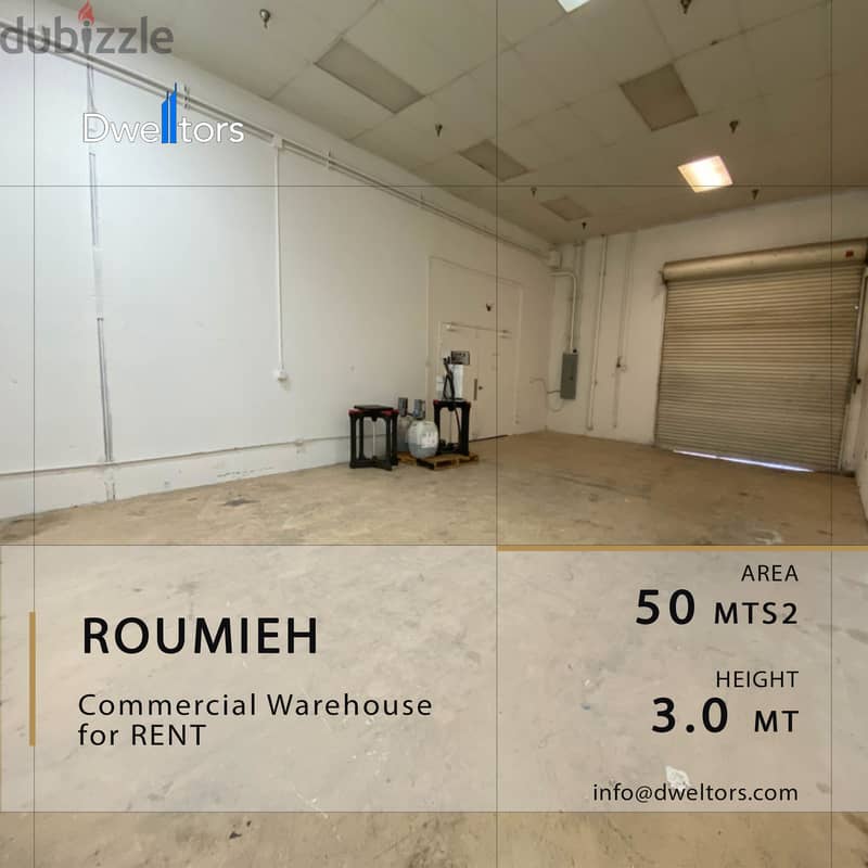 Warehouse for rent in ROUMIEH - 50 MT2 - 3.0 M Height 0