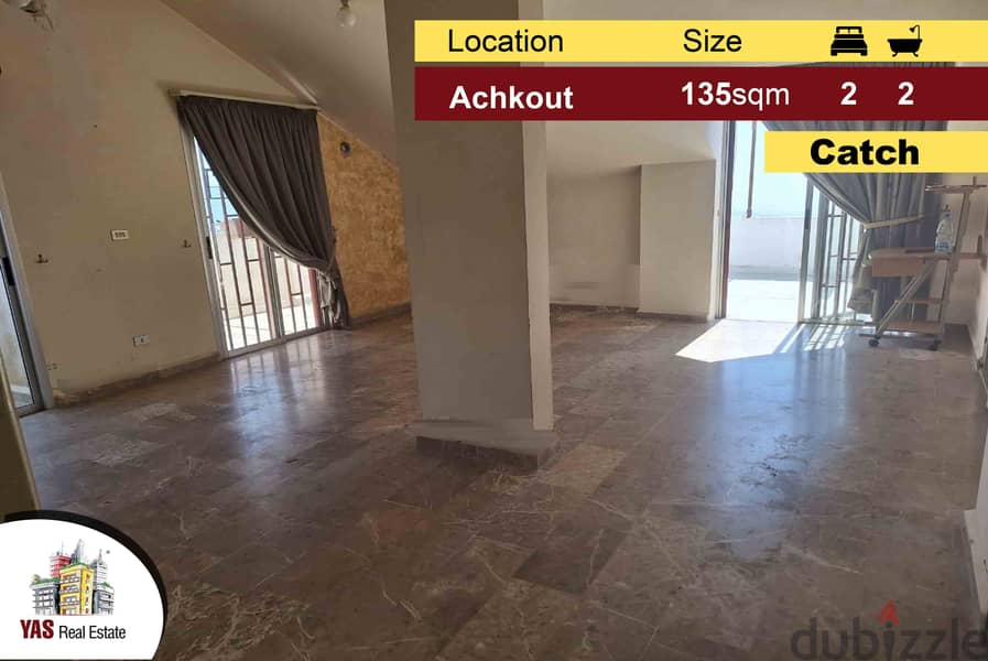 Achkout 135m2 | 50m2 Terrace | Well Maintained | View | Catch | DA | 0