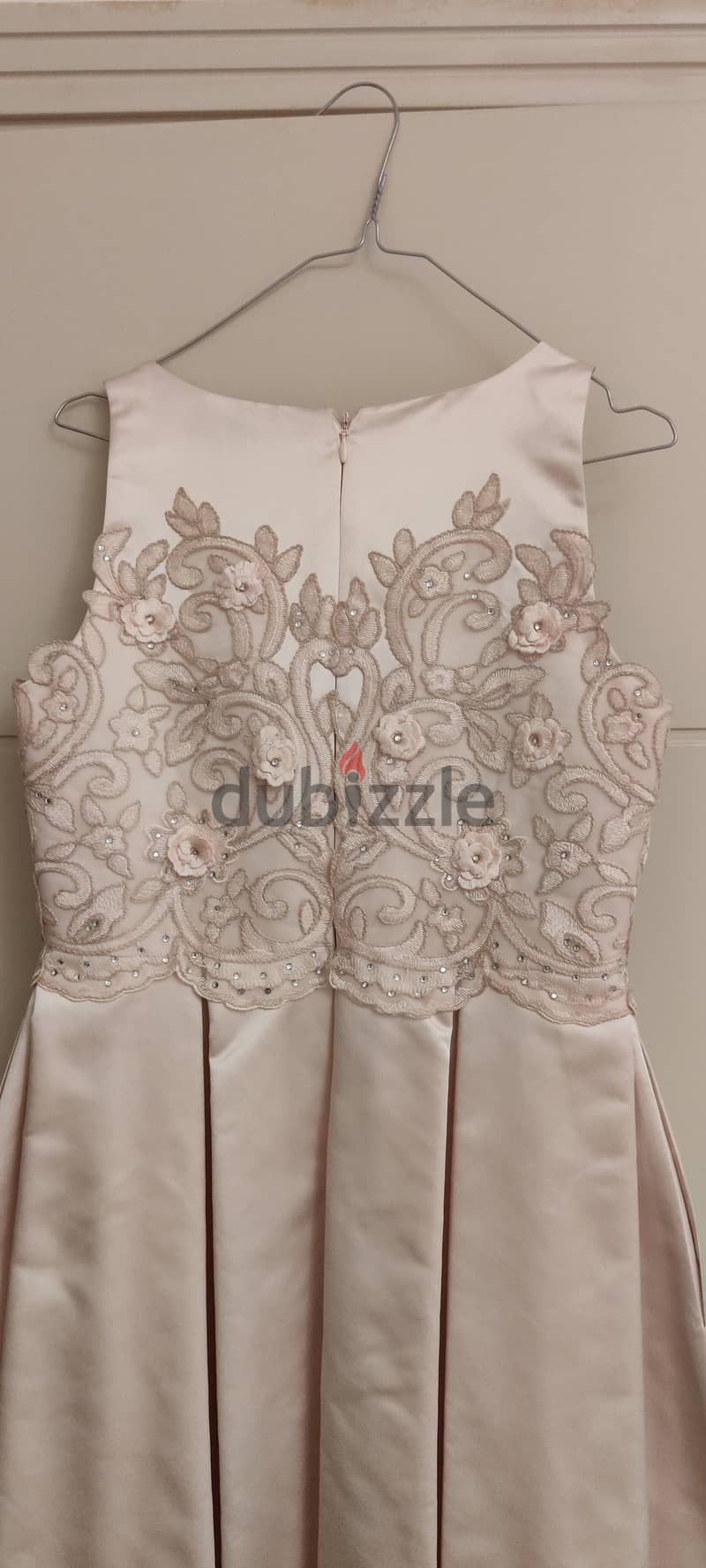 Pink satin dress with floral embroidery on the bodice 3