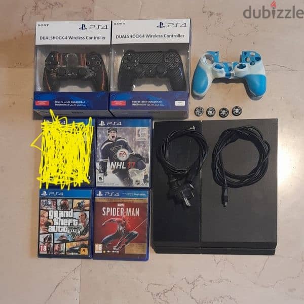 Ps4 PlayStation 4 with 3 cds 2 original controllers and accessories 0