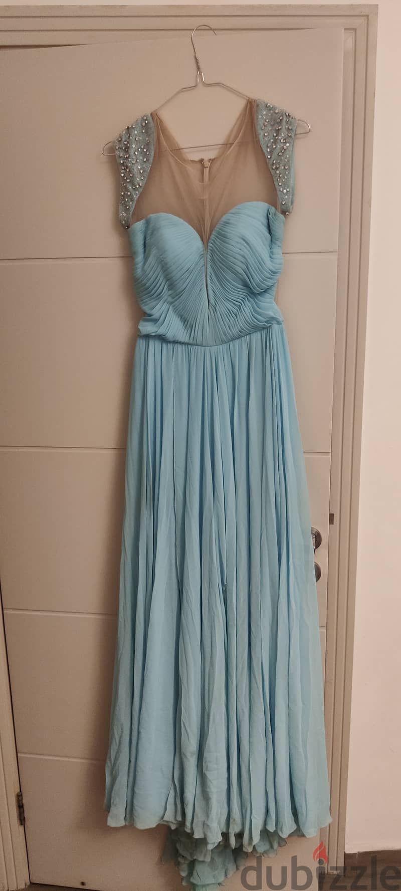 Elegant Light Blue Chiffon Evening Gown - Size Small 0