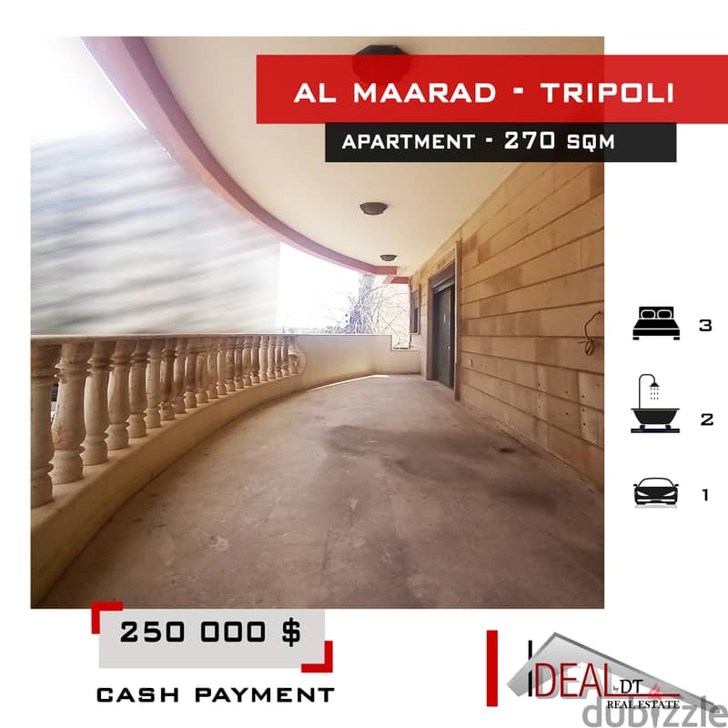 Apartment for sale in Al Maarad Tripoli 270 sqm ref#rk686 0