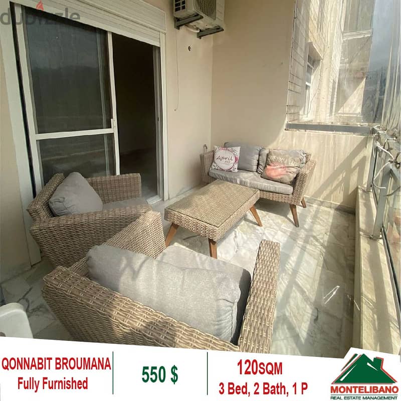 550$!! Apartment for rent located in Qonnabit Broumana 0