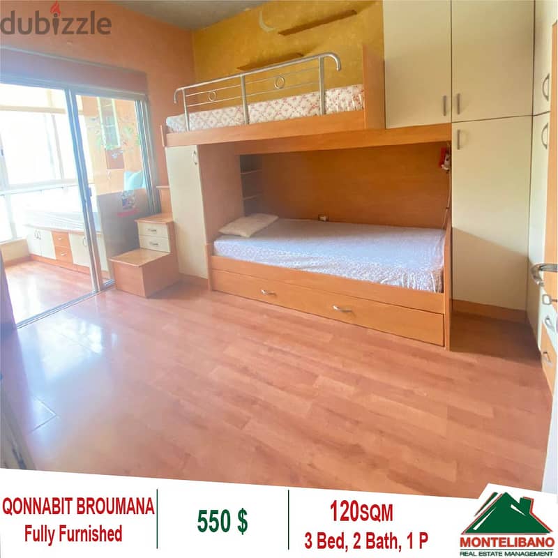 550$!! Apartment for rent located in Qonnabit Broumana 4