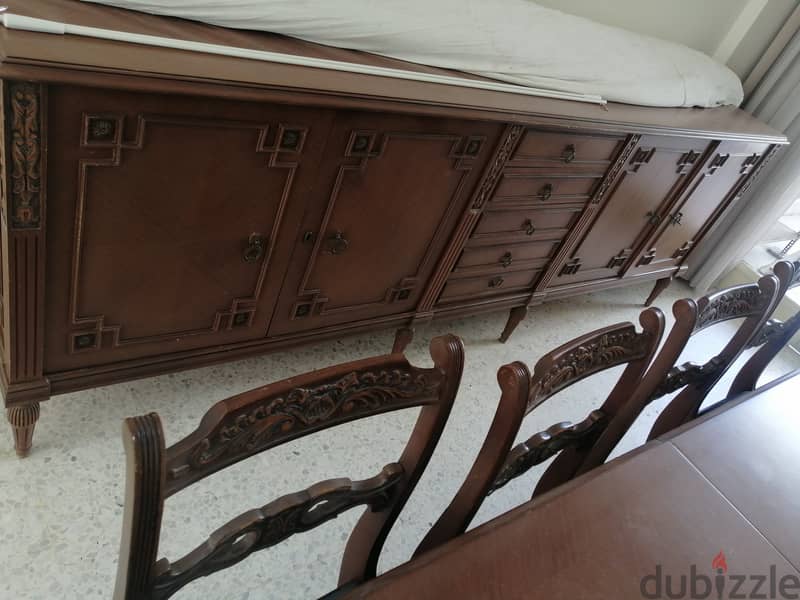 Solid wood carved dining room & dressoir  غرفة صفرة خشب حفرودرسوار 4