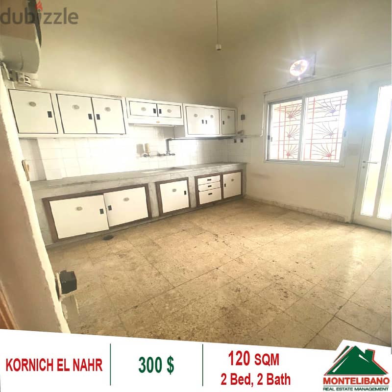 300$!!! Apartment for rent located in Kornich El Nahr!! 1