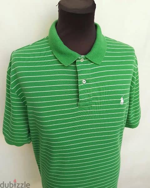 Original "Polo by Ralph Lauren" Green White Button Shirt Size Men L/XL 2