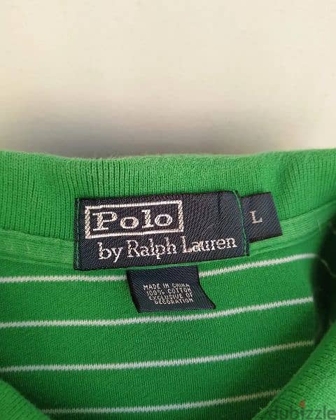 Original "Polo by Ralph Lauren" Green White Button Shirt Size Men L/XL 3