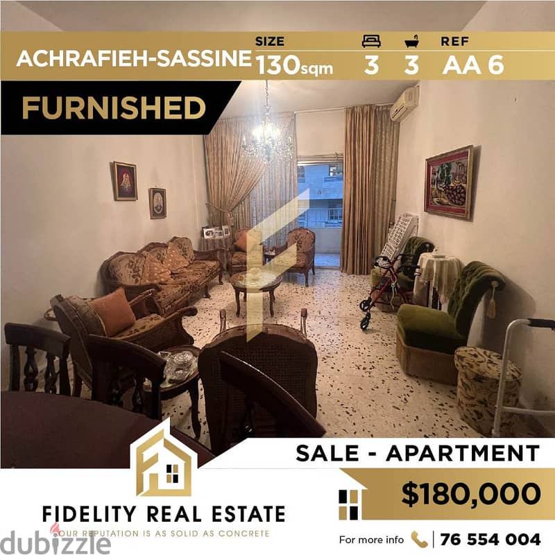 Apartment for sale in Achrafieh sassine AA6 0