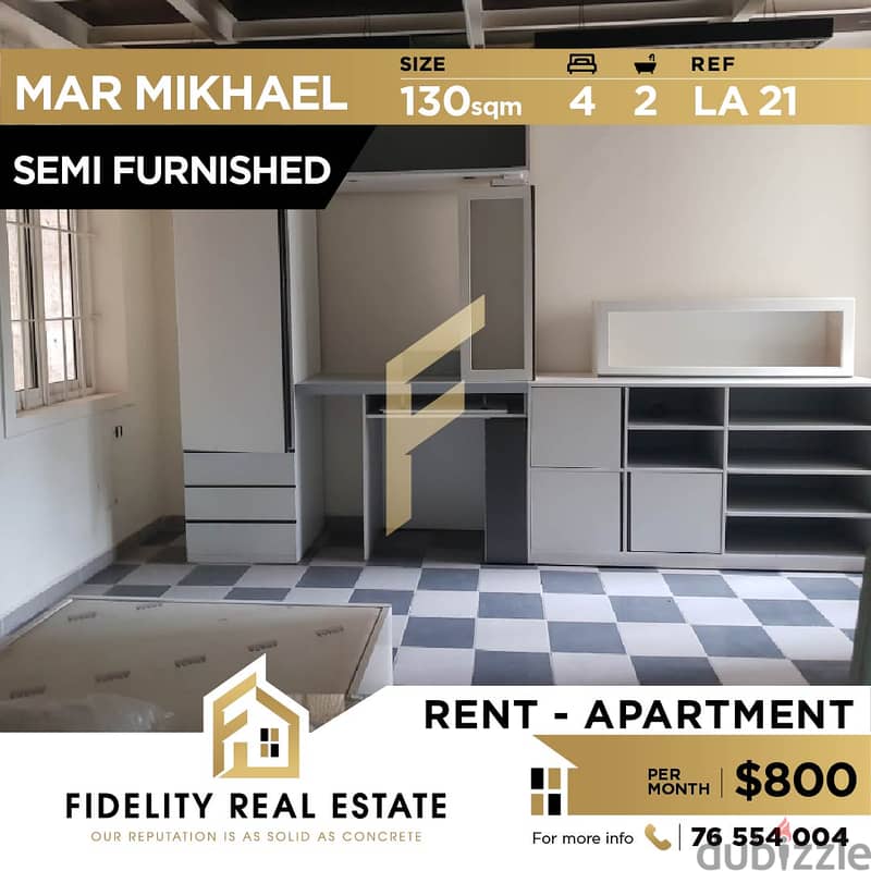 Semi Furnished apartment for rent in Mar Mikhael LA21 0