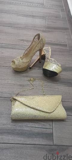Gold Set Heels + bag 0