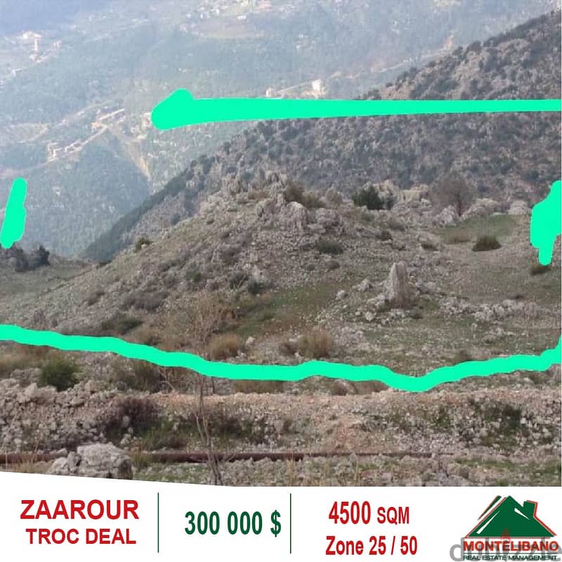 300000$!! TROC DEAL Open View Land for sale located in Zaarour 0