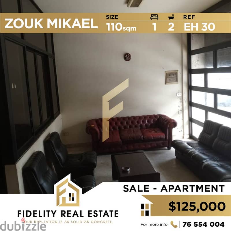 Apartment for sale in Zouk Mikael EH30 0