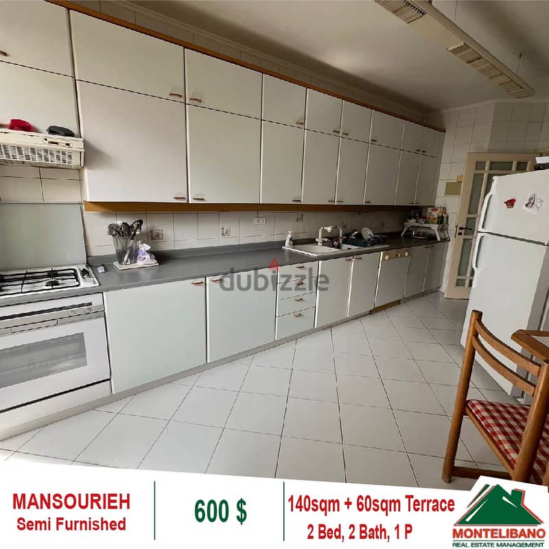 600$!! Semi Furnished Apartment for rent located in Mansourieh 3