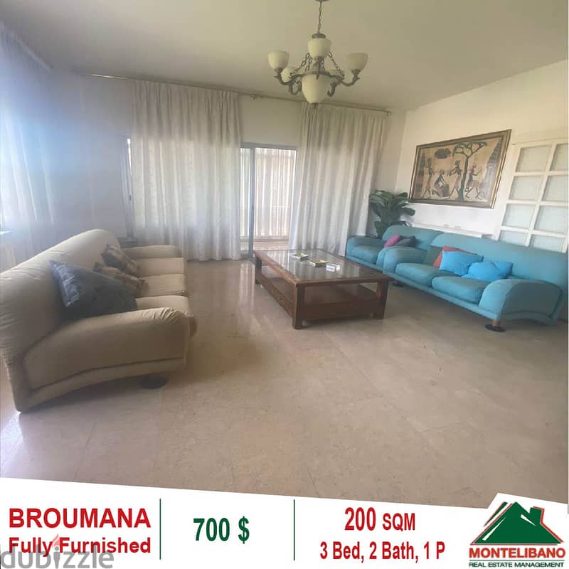 700$!! Fully Furnished Apartment for rent located in Broumana 0