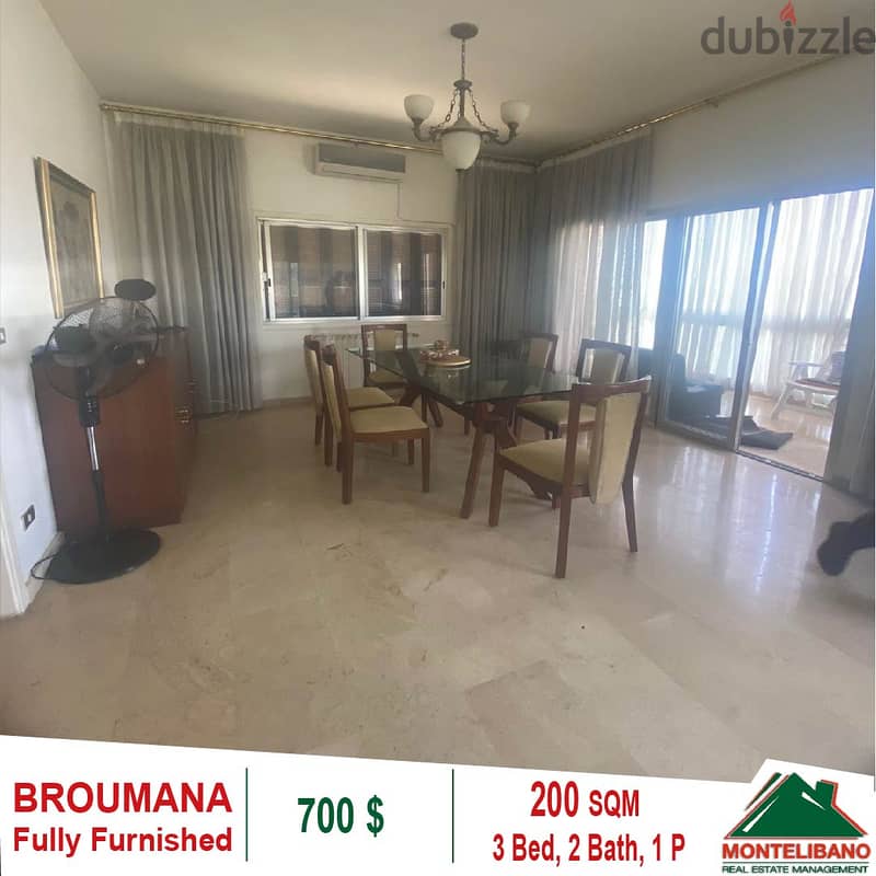 700$!! Fully Furnished Apartment for rent located in Broumana 1