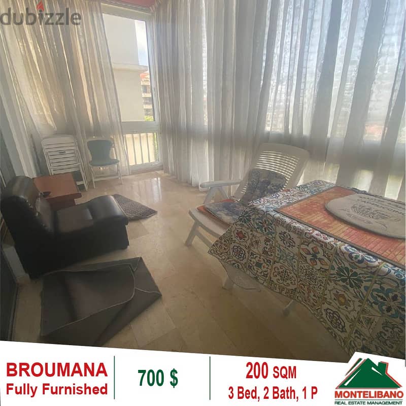 700$!! Fully Furnished Apartment for rent located in Broumana 3