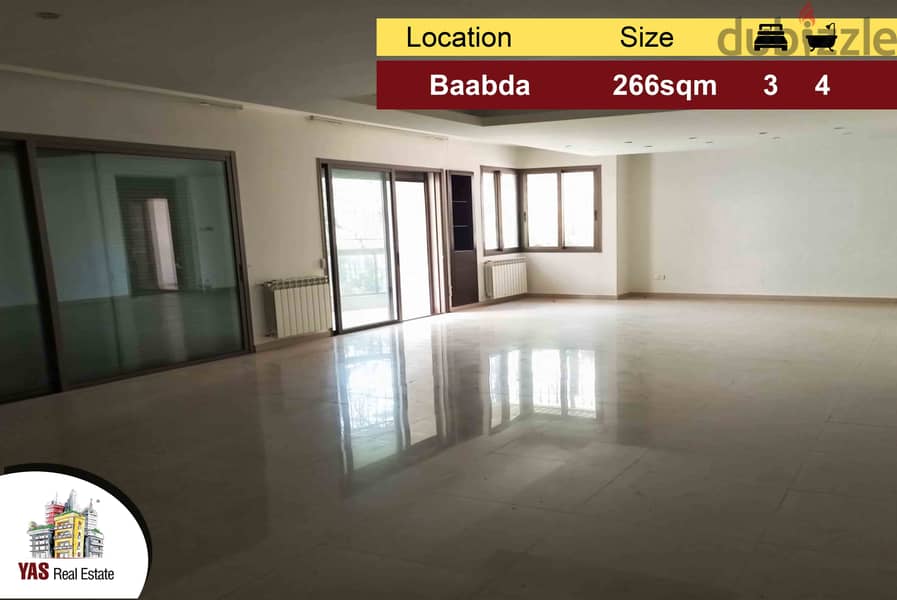 Baabda 266m2 | 70m2 Terrace | Excellent Condition | Spacious flat | PA 0