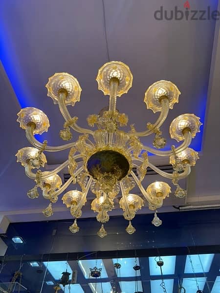 Murano glass lighting ثريا مورانو ايطالية انتيك لون ذهبي رائعة الجمال 0