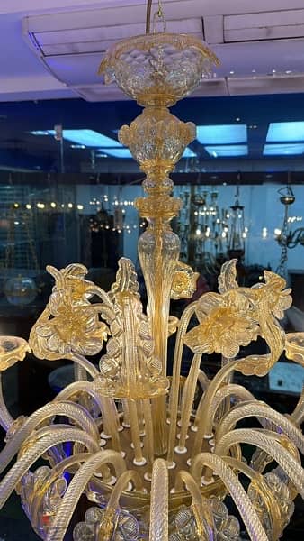 Murano glass lighting ثريا مورانو ايطالية انتيك لون ذهبي رائعة الجمال 2