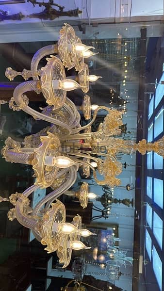 Murano glass lighting ثريا مورانو ايطالية انتيك لون ذهبي رائعة الجمال 3