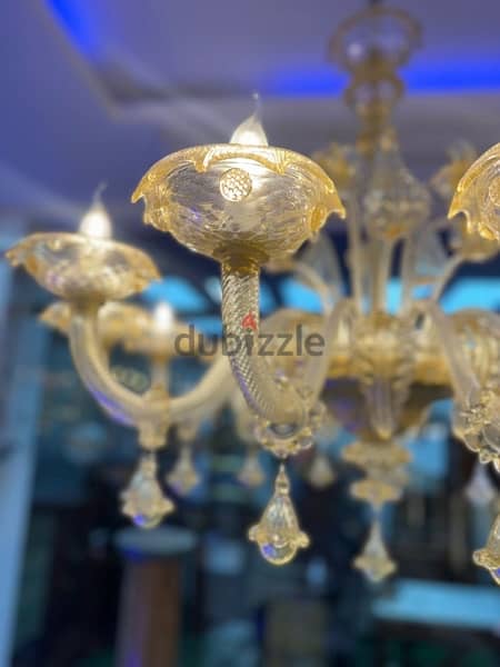 Murano glass lighting ثريا مورانو ايطالية انتيك لون ذهبي رائعة الجمال 4