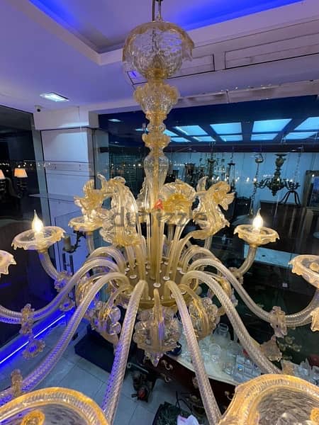 Murano glass lighting ثريا مورانو ايطالية انتيك لون ذهبي رائعة الجمال 5