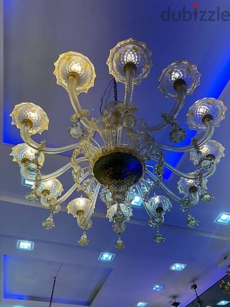 Murano glass lighting ثريا مورانو ايطالية انتيك لون ذهبي رائعة الجمال 6