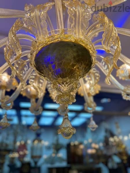 Murano glass lighting ثريا مورانو ايطالية انتيك لون ذهبي رائعة الجمال 7